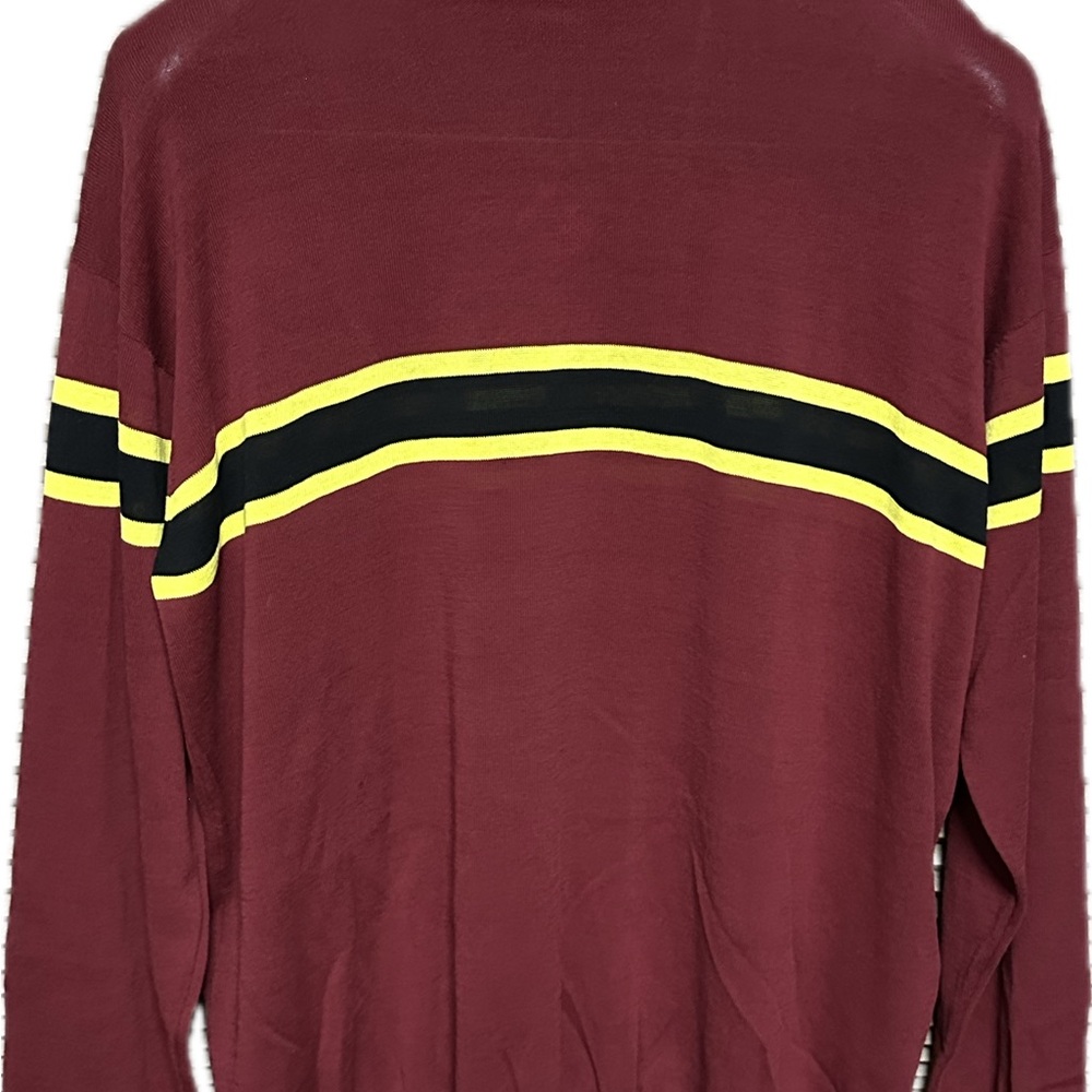 Magliano Big Big Pullover in burgundy color with Yellow and Black Stripes